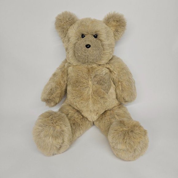 VTG 1980s Deri Cartier Bear Tan Beige Plush Bear with Heart Pocket 20 Inches